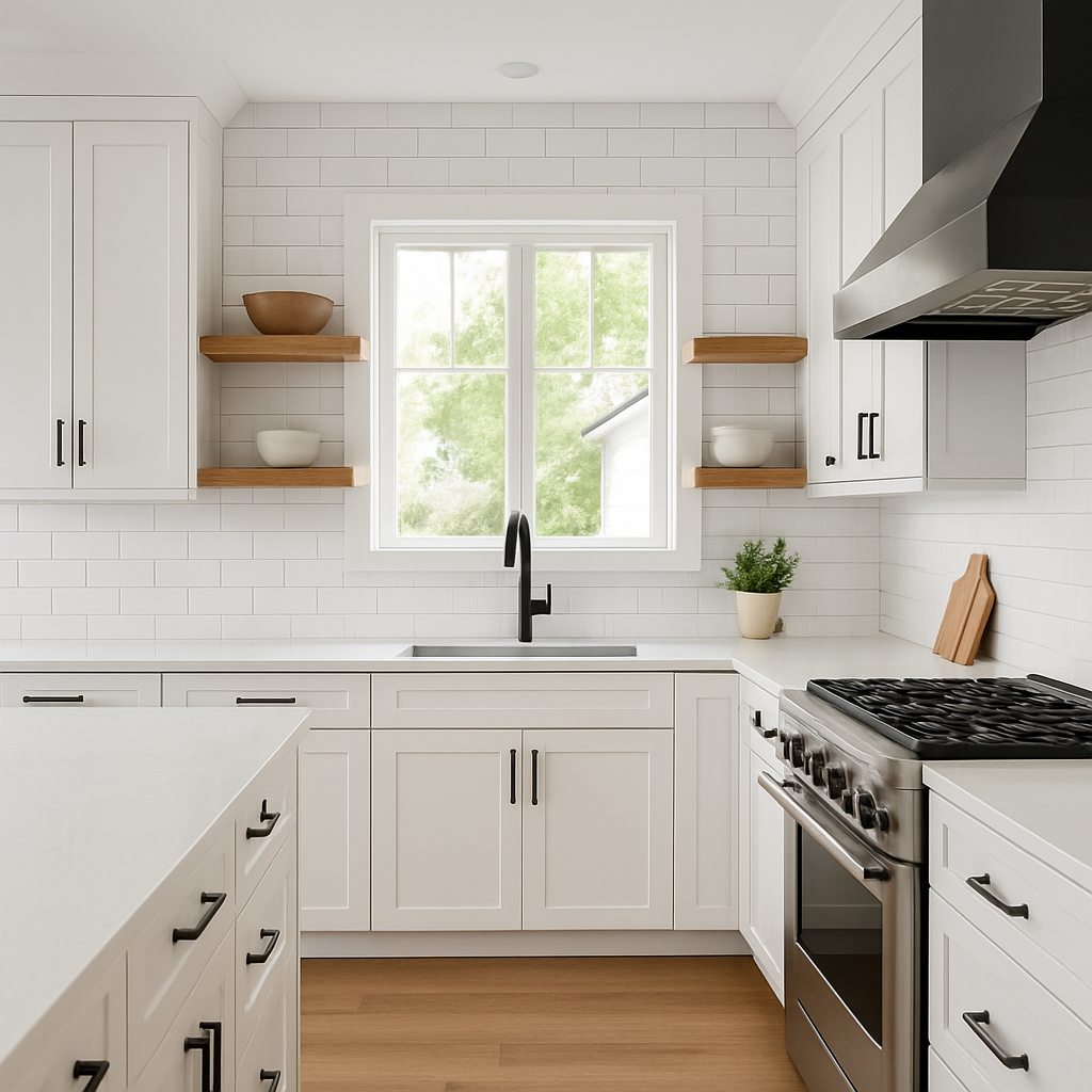 Bright new farmhouse kitchen on Side B